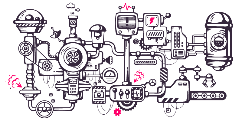 Image showing a retro factory with boilers and pipes indicating automation.